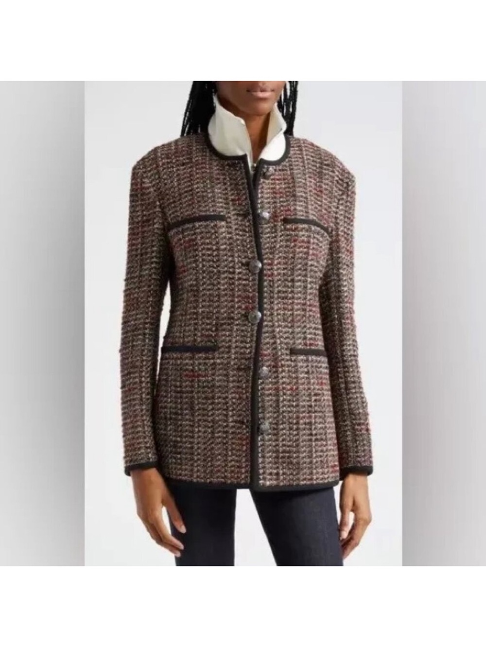 Veronica Beard - Size 12 - Watkins Dickey Tweed Collarless Jacket